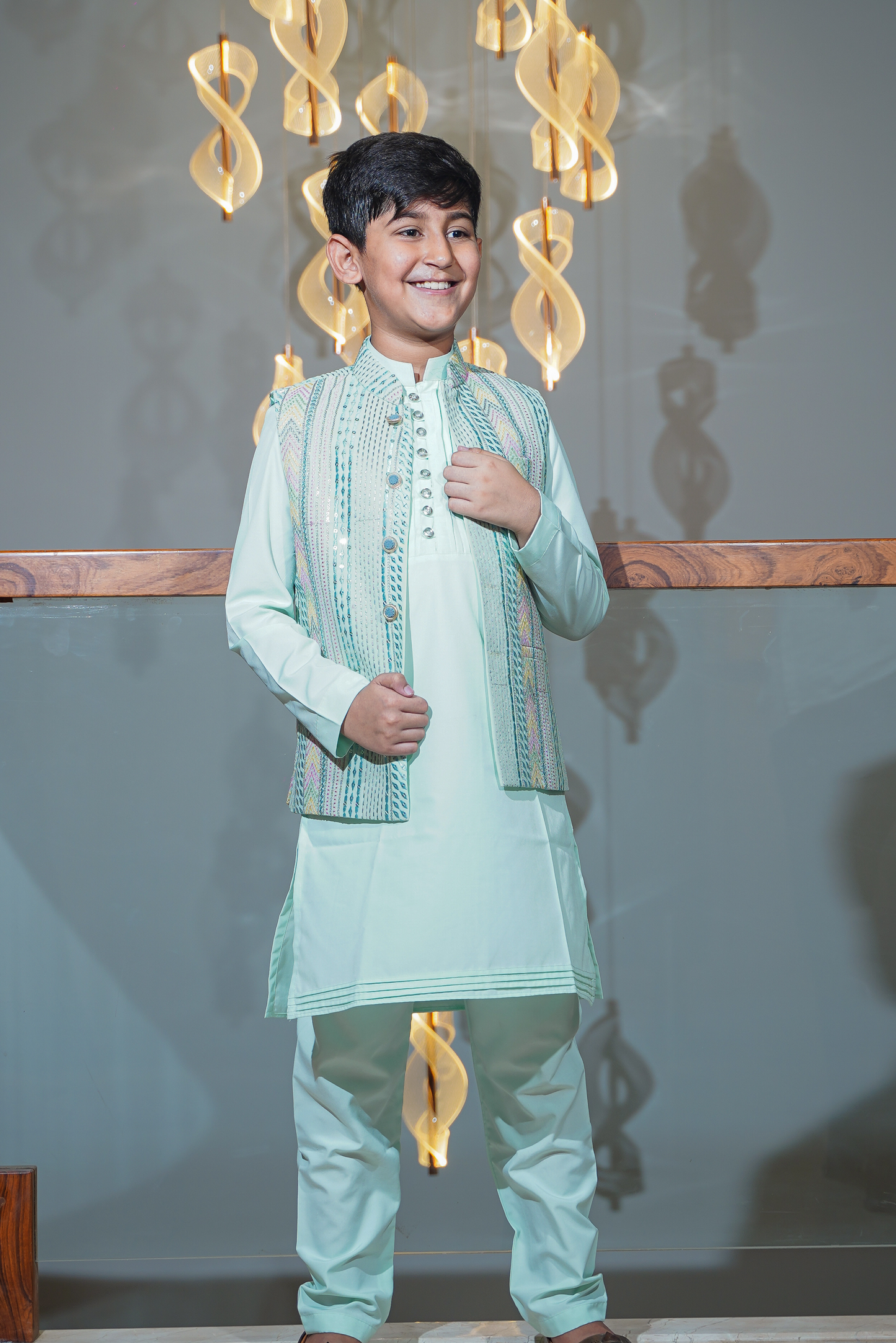 Pastel Green Nehru Set Jacket