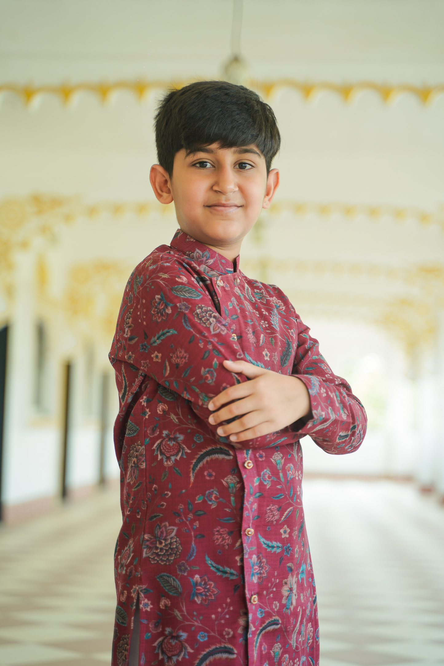 Red Linen Kurta Set