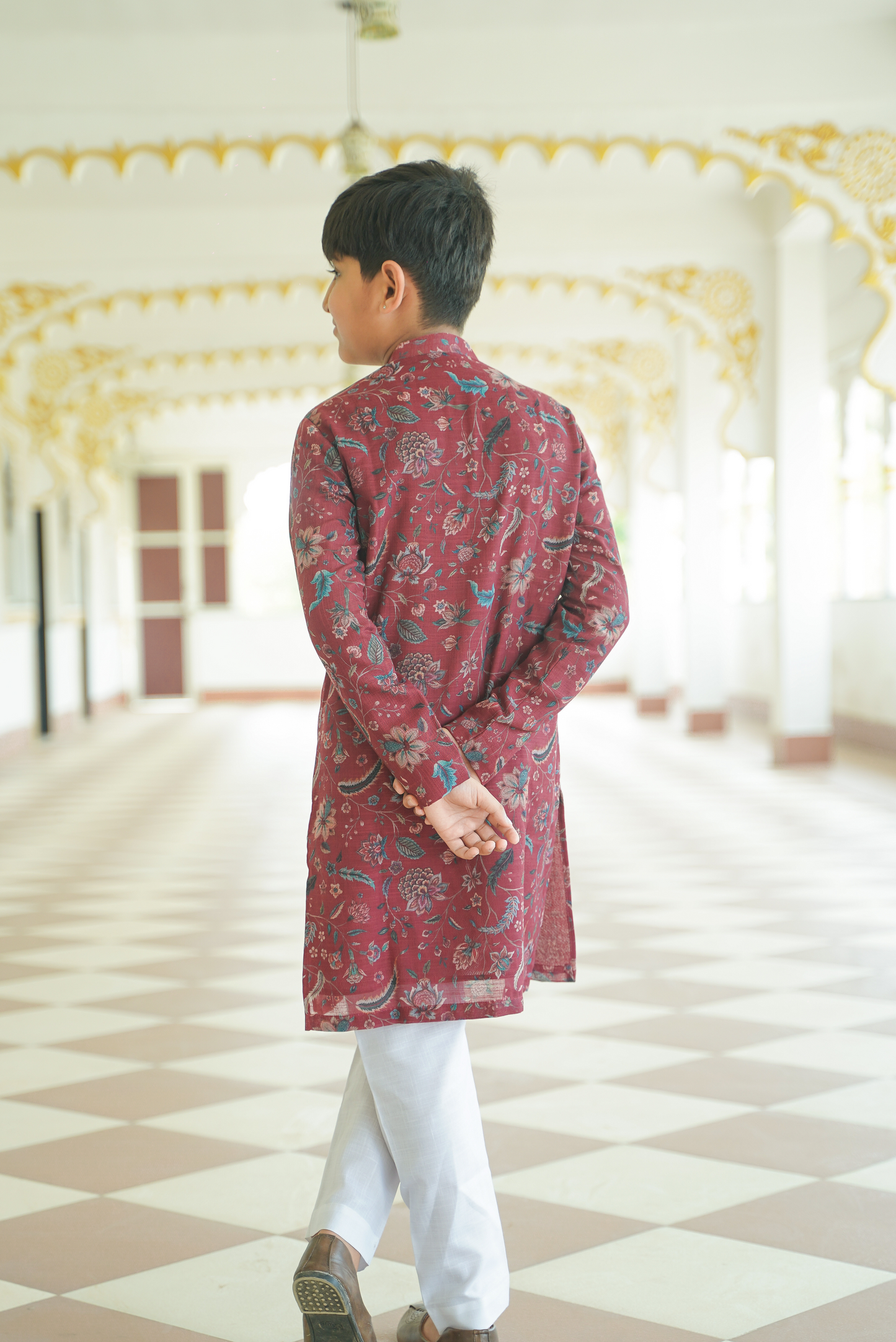 Red Linen Kurta Set