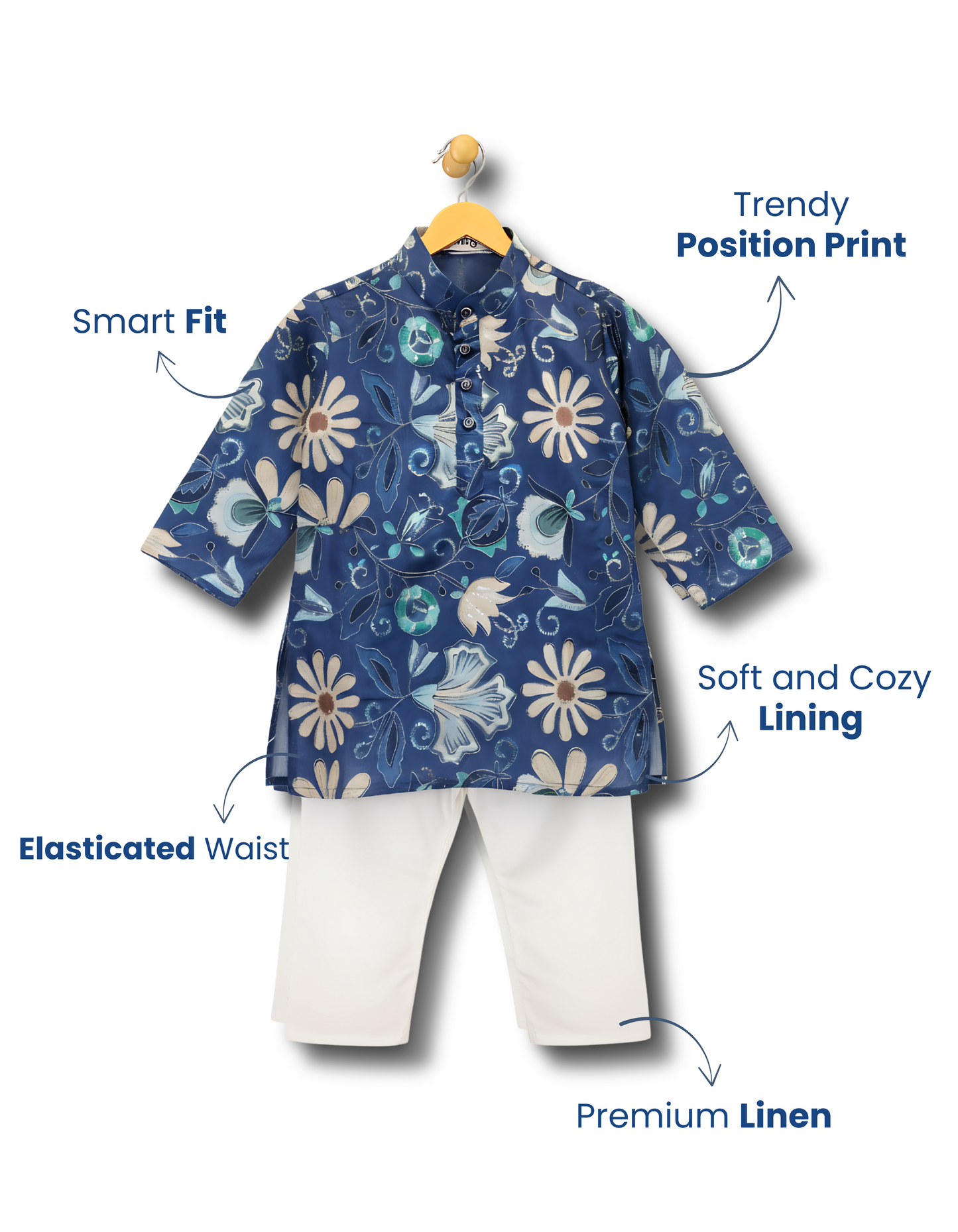 "Raunaq" Blue Blossom Kurta Set
