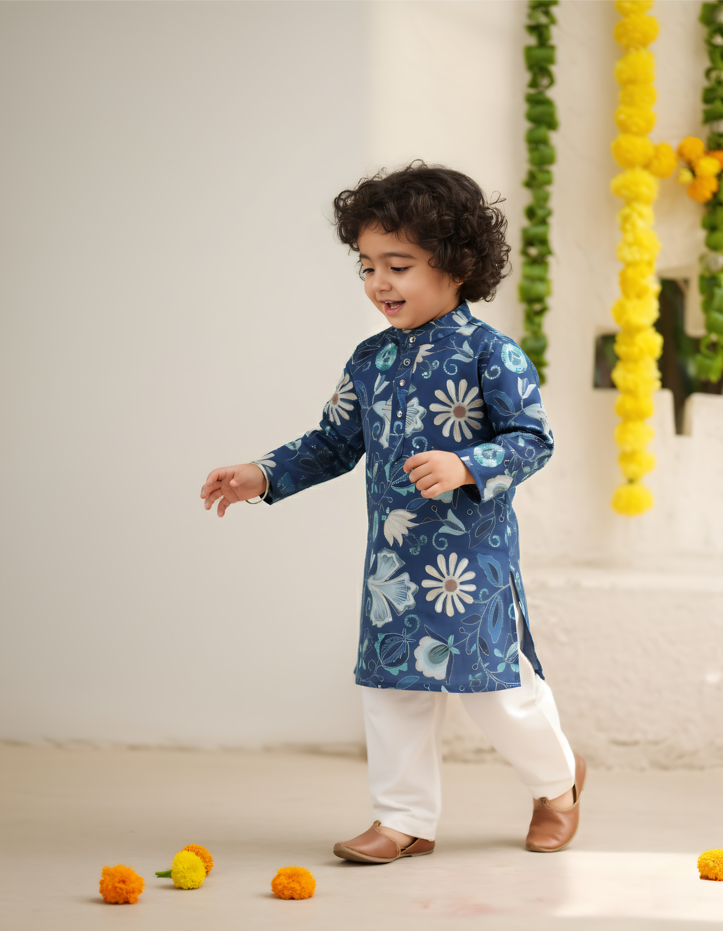 "Raunaq" Blue Blossom Kurta Set