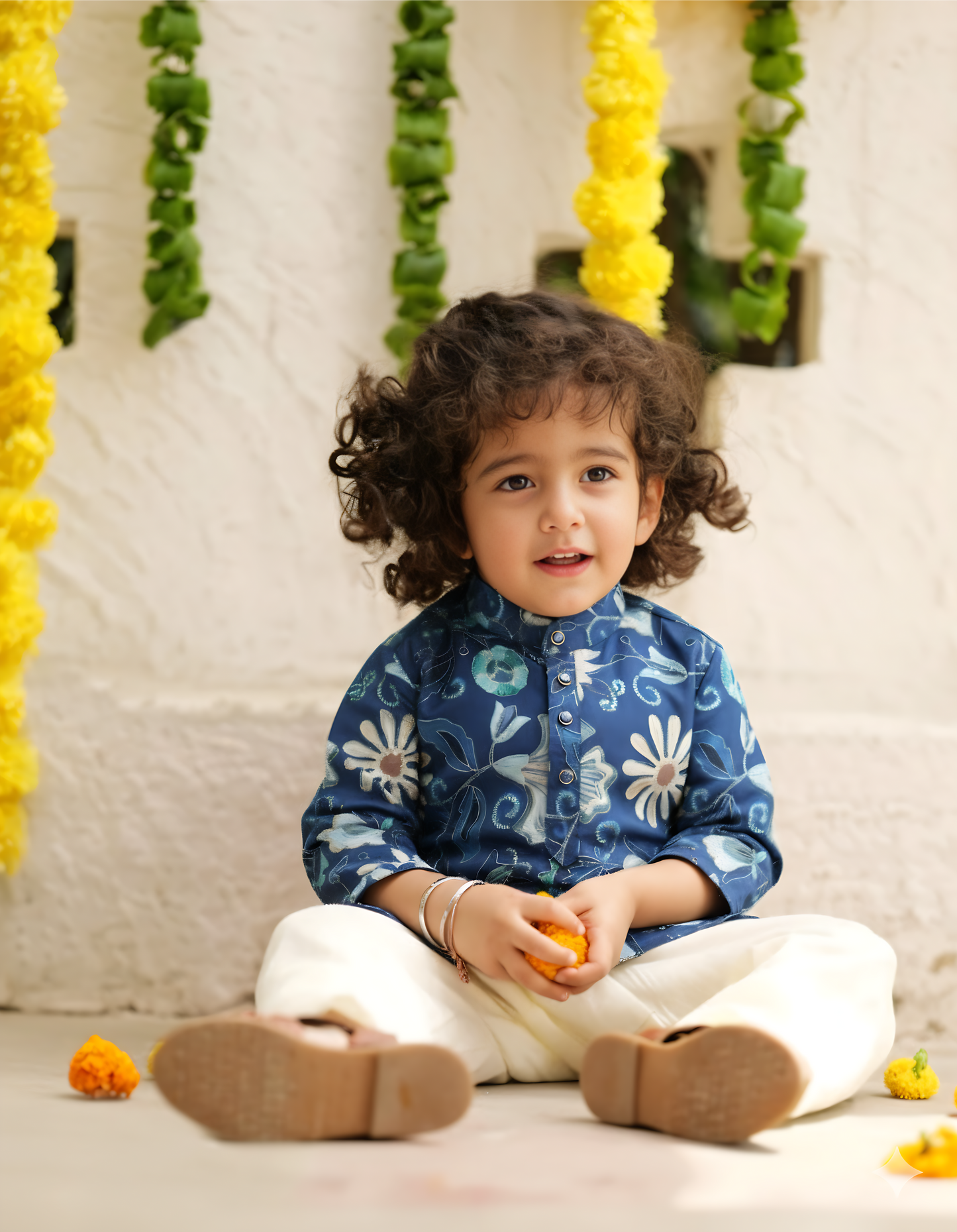 "Raunaq" Blue Blossom Kurta Set
