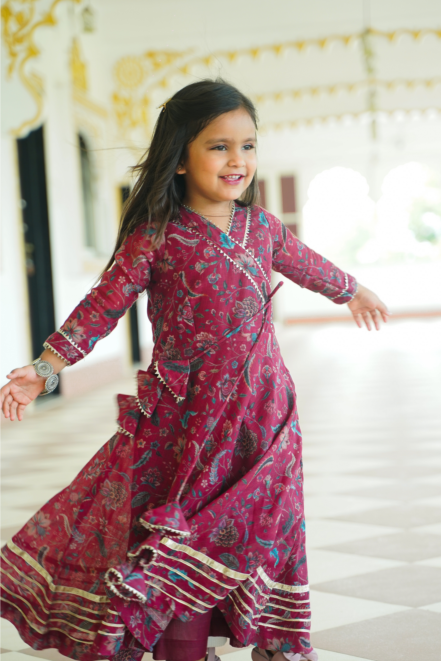 Floral linen Angrakha