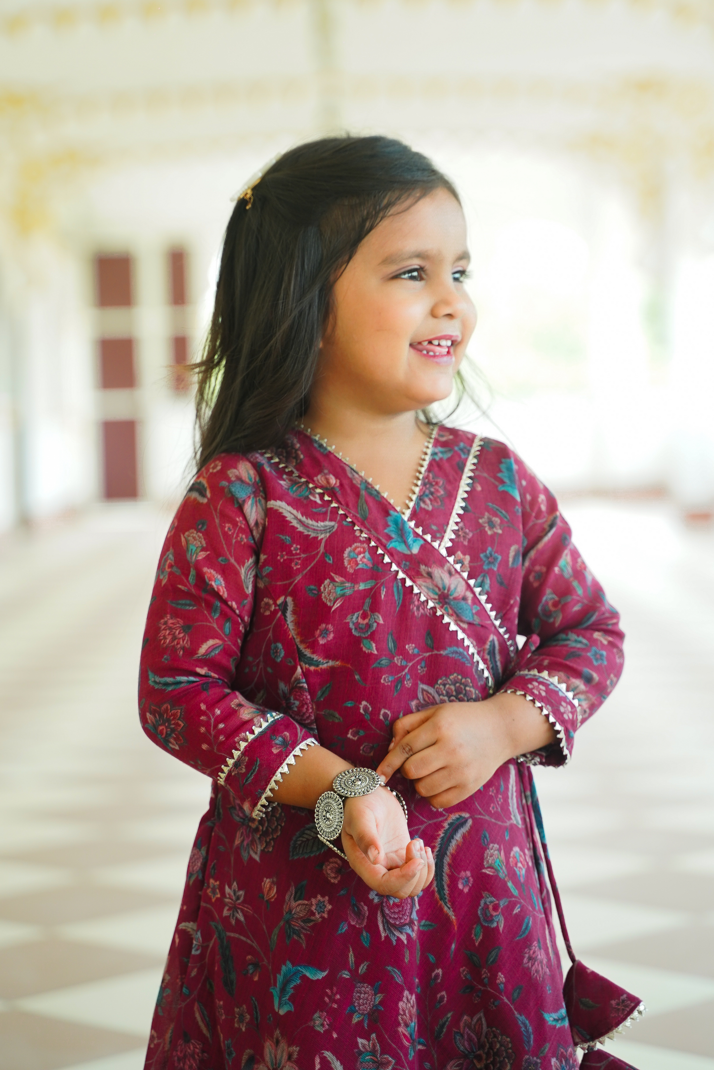 Floral linen Angrakha
