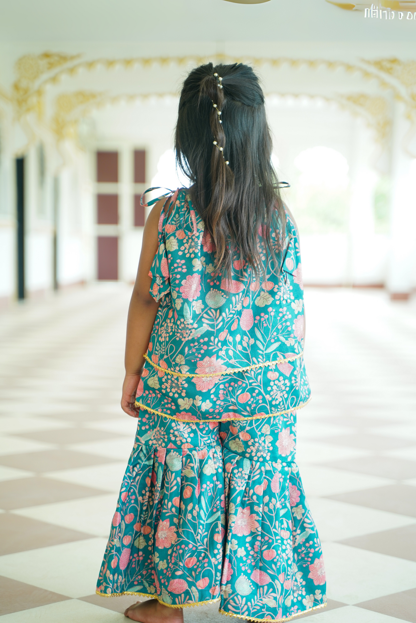 Teal Bloom Kurti & Sharara Set 🌸