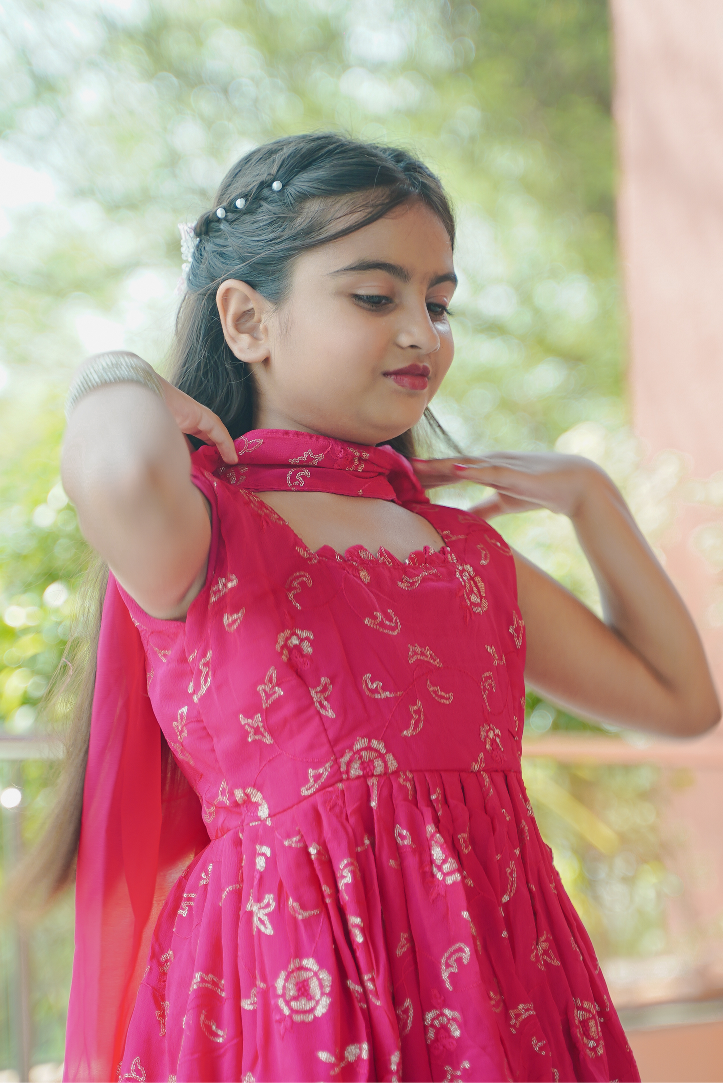 Pink Sequin Peplum Top & Palazzo Set