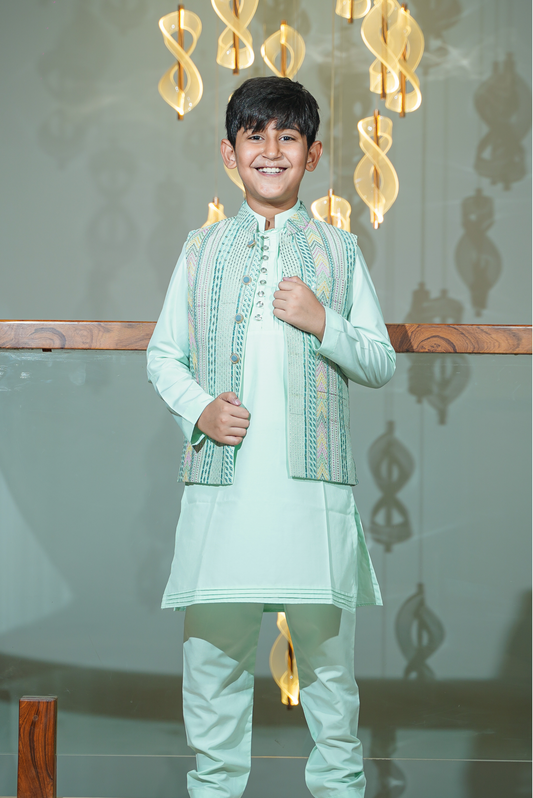 Pastel Green Nehru Set Jacket