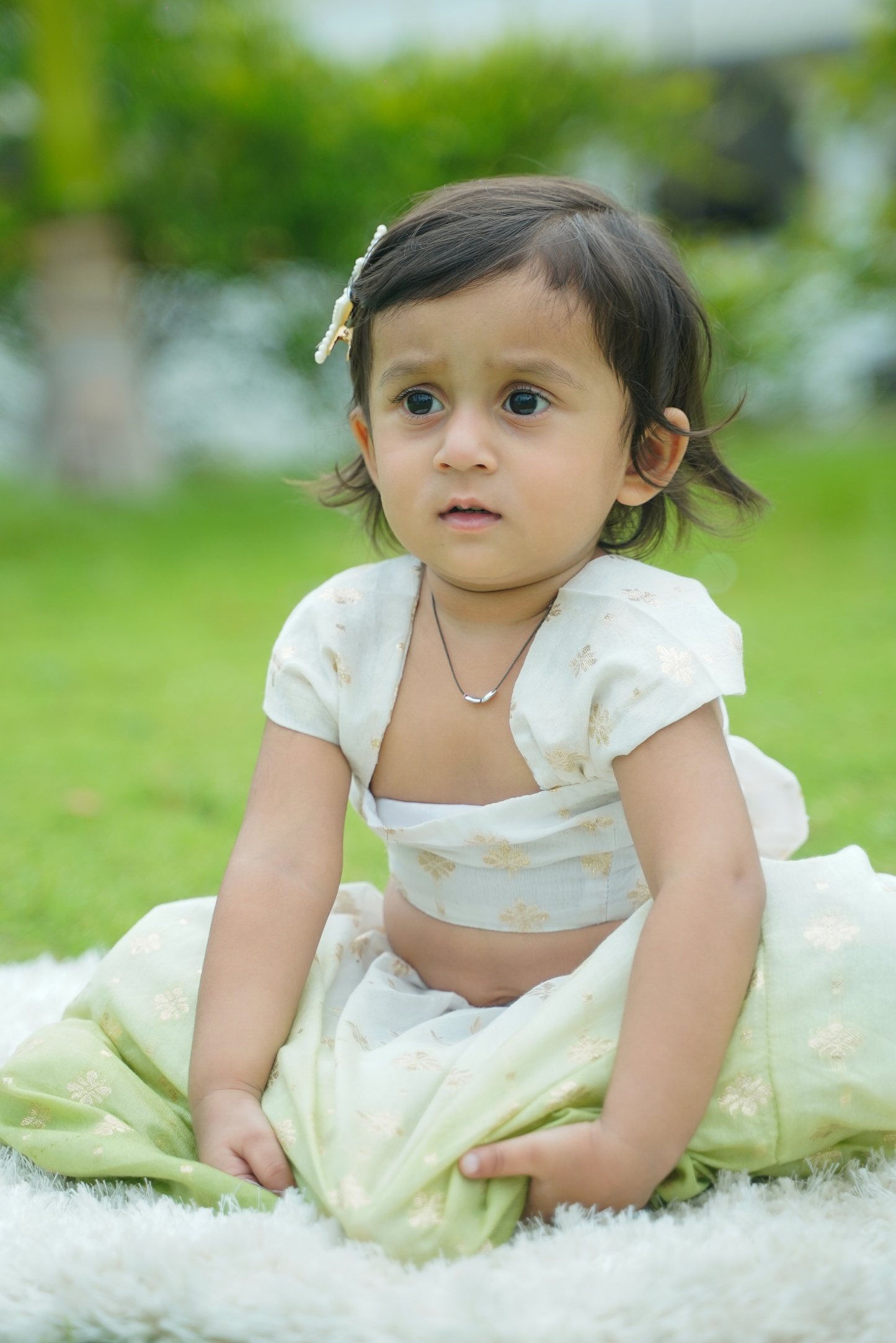 Double Shaded Botti Green Lehenga with Back Bow