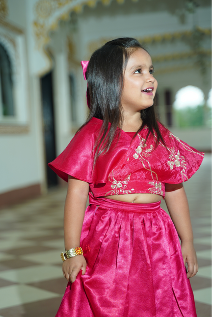 Hot pink double-flared lehenga