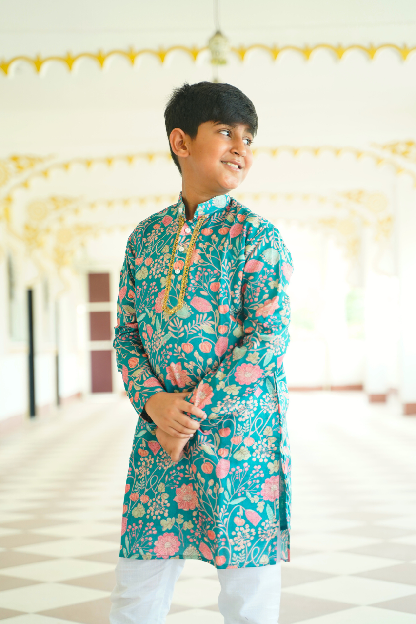Teal Floral Twinning Set