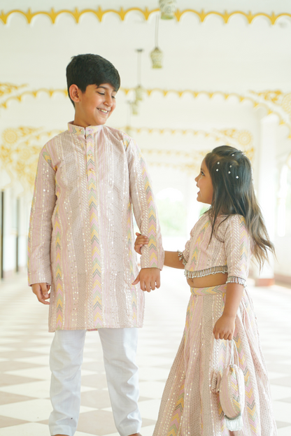 Pastel Pink Sequence Twinning Set