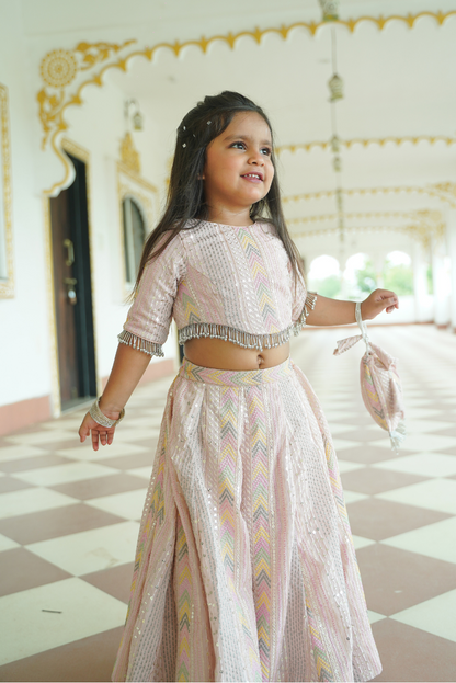 Pastel Pink Sequence Twinning Set