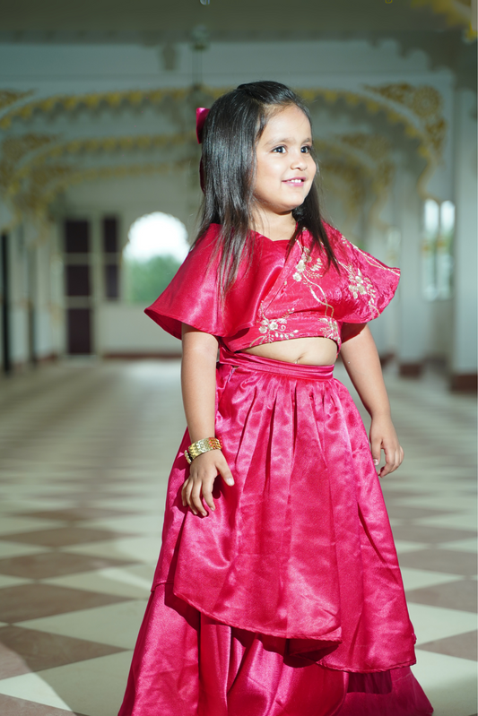 Hot pink double-flared lehenga