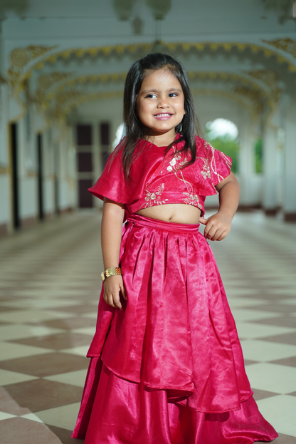 Hot pink double-flared lehenga