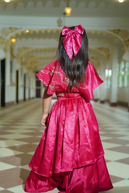 Hot pink double-flared lehenga