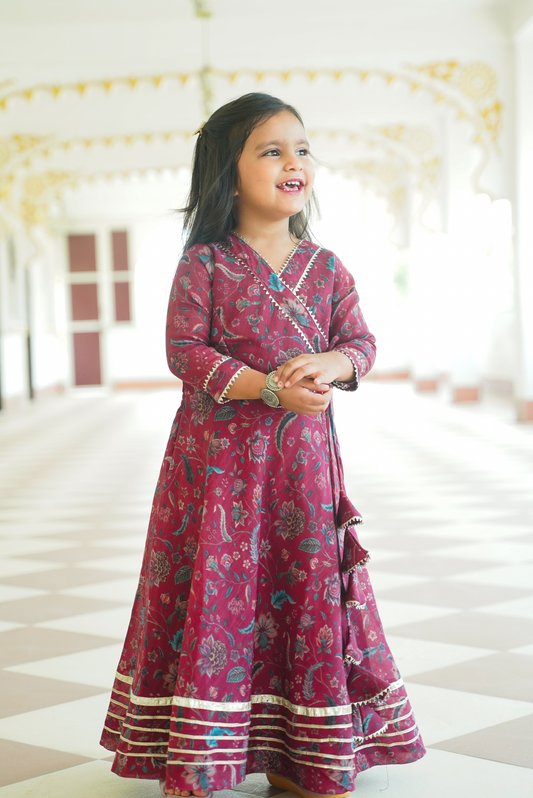 Floral linen Angrakha