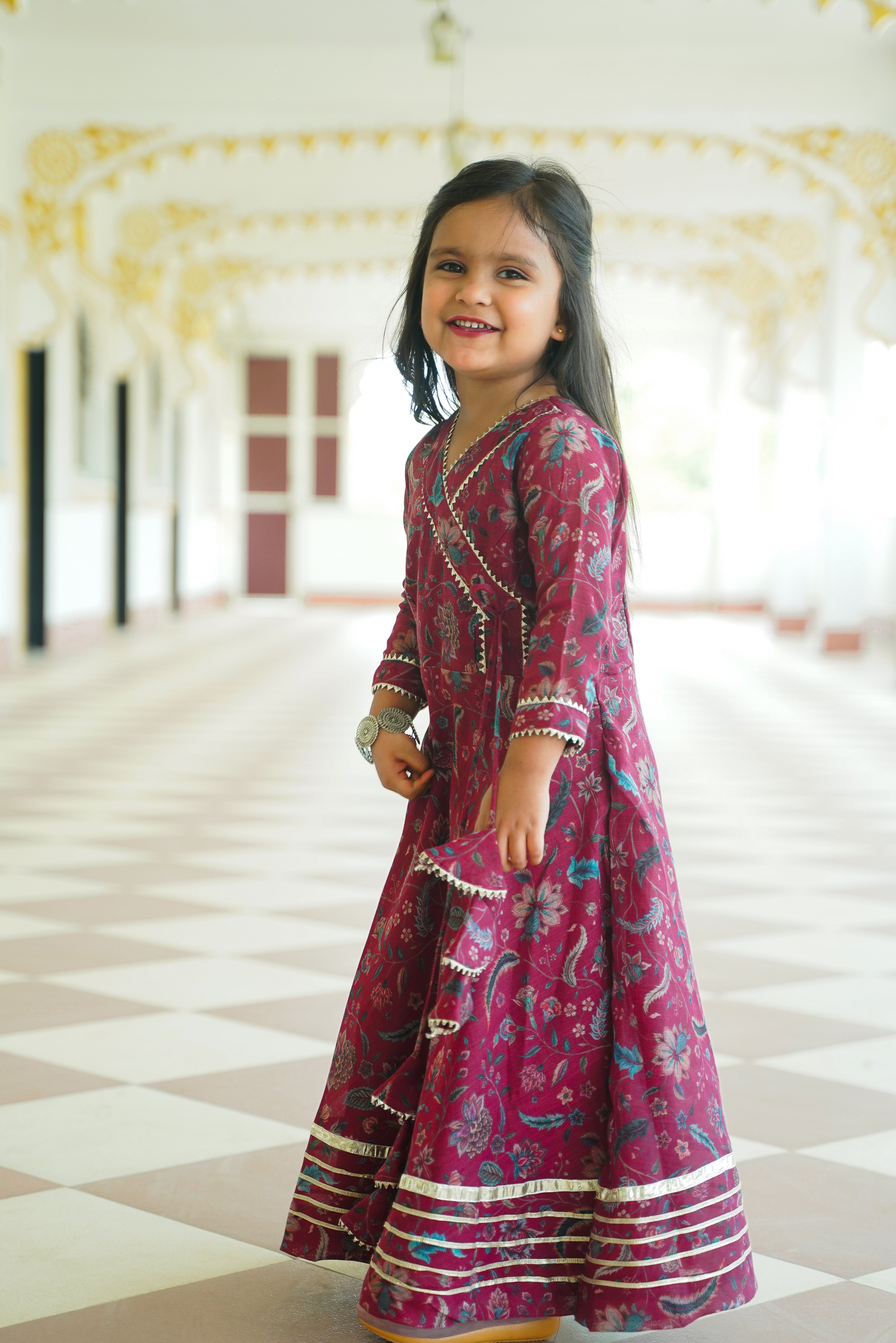 Floral linen Angrakha