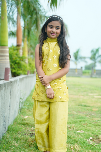 Yellow Gold Crush Kurti & Palazzo Set