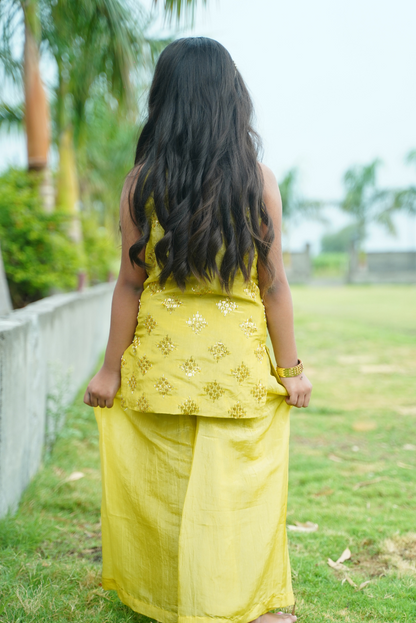 Yellow Gold Crush Kurti & Palazzo Set